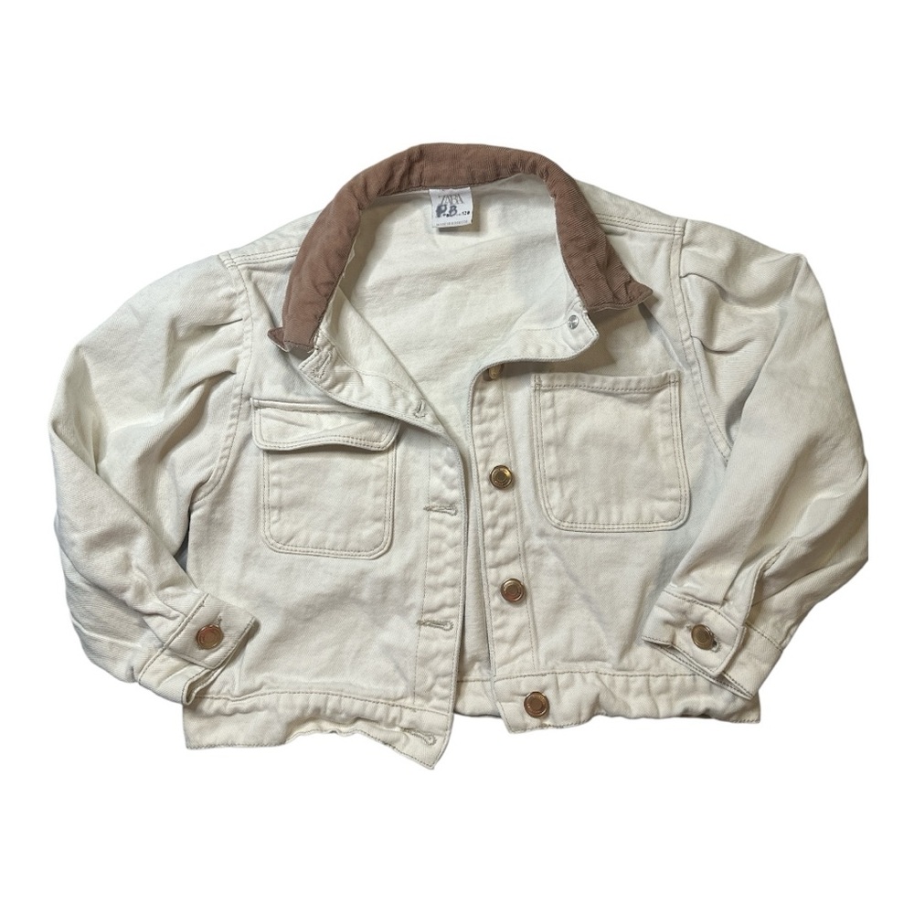 Zara Cream and Brown Chore Jacket